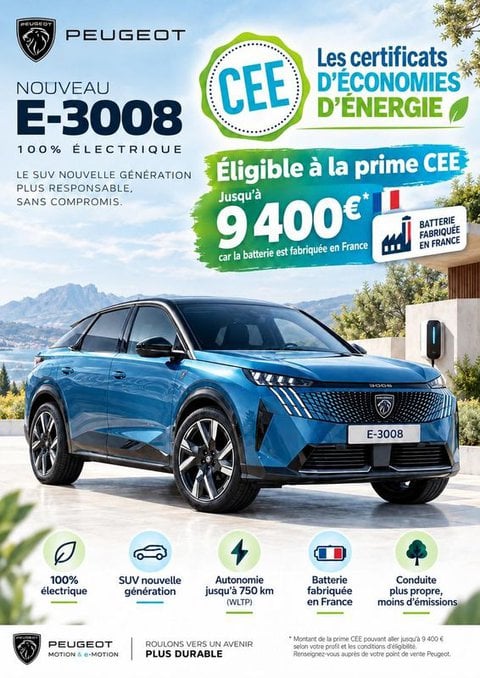 Voitures D'occasion À Buchelay | Peugeot 3008 Electrique 230 Ch Grande Autonomie 97 Kwh Gt