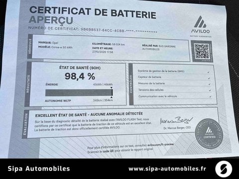 Voitures D'occasion À Muret | Opel Corsa Electrique 136 Ch & Batterie 50 Kwh Gs 5P